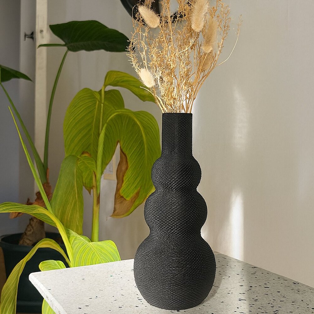 3D Printed Textured Bubble Vase – White Micro-Dot Sculptural Gourd Vase | Modern